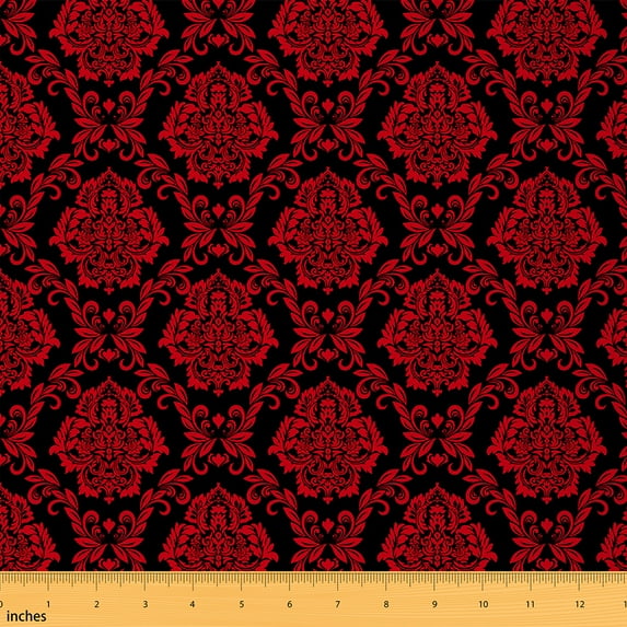 Feelyou Retro Damask Floral Fabric by the Yard 5 Yards for Teen, Mandala Bohemian Room Decor Fabric by the Yard, Hippie Western Fabric for Sewing, Luxury Bedroom Decor