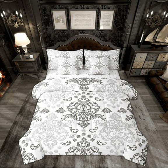 Feelyou Retro Damask Floral Twin Bedding Sets 7-Piece, Mandala Bohemian Bedding Comforter Set, Hippie Western Style Reversible Sheet Sets, Breathable Home Decor