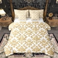 thumbnail image 1 of Feelyou Retro Damask Women Comforter Set 7pcs, White Gold Mandala King Bedding Sets, 1 of 8