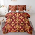 thumbnail image 1 of Feelyou Retro Damask Women Twin Bedding Sets 7pcs, Red Gold Mandala Flower Comforter Set, 1 of 8