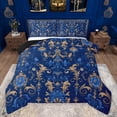 thumbnail image 1 of Feelyou Retro Fashion Damask Bedding Comforter Set, Western Mandala Paisley Twin Comforter Sets, Blue Gold Boho Flower Reversible Bedding Set, Lightweight Room Decor, 2 Pieces, 1 of 9