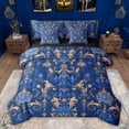 thumbnail image 1 of Feelyou Retro Fashion Damask Twin Bedding Sets 7-Piece, Western Mandala Paisley Bedding Comforter Set, Blue Gold Boho Flower Reversible Sheet Sets, Lightweight Room Decor, 1 of 9