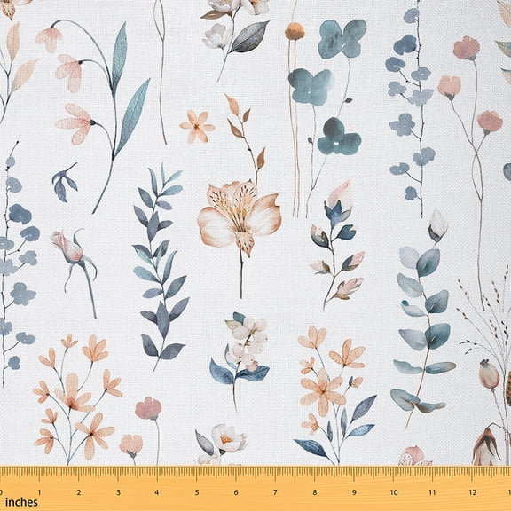 Feelyou Retro Flower Floral Fabric by the Yard 1 Yard, Botanical Print Room Decor Fabric by the Yard, Teens Female Girls Fabric for Sewing, Microfiber Bedroom Decor