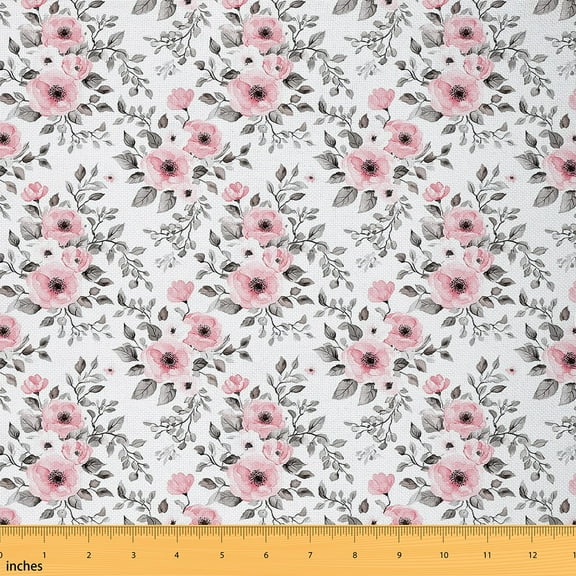 Feelyou Retro Flower Floral Fabric by the Yard 2 Yards, Botanical Print Sewing Fabric, Teens Female Girls Home Decor Fabric by the Yard, Microfiber Bedroom Decor