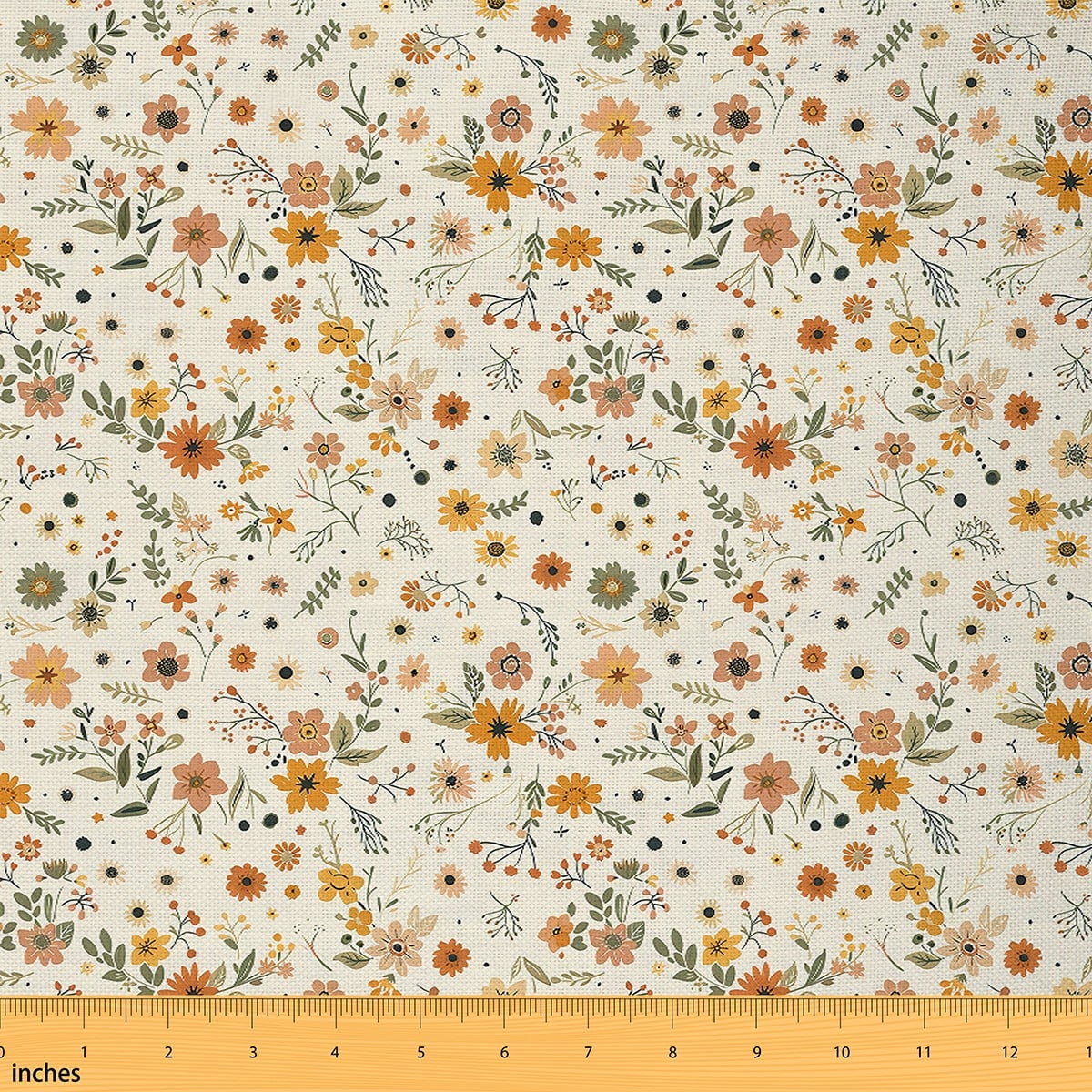 Feelyou Retro French Flower Fabric by the Yard 5 Yards, Orange Floral Room Decor Fabric by the Yard, Teens Western Countryside Fabric for Sewing, Luxury Bedroom Decor