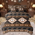 thumbnail image 1 of Feelyou Retro Hippie Aztec Twin Bedding Sets 7-Piece for Men, Black Brown Stripe Triangle Bedding Comforter Set, Wildlife Deer Moose Reversible Sheet Sets, Luxury Bedroom Decor, 1 of 7