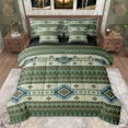 thumbnail image 1 of Feelyou Retro Hippie Aztec Twin Bedding Sets 7-Piece for Men, Green Stripe Triangle Bedding Comforter Set, Mandala Bohemian Cowgirl Reversible Sheet Sets, Super Cozy Room Decor, 1 of 8