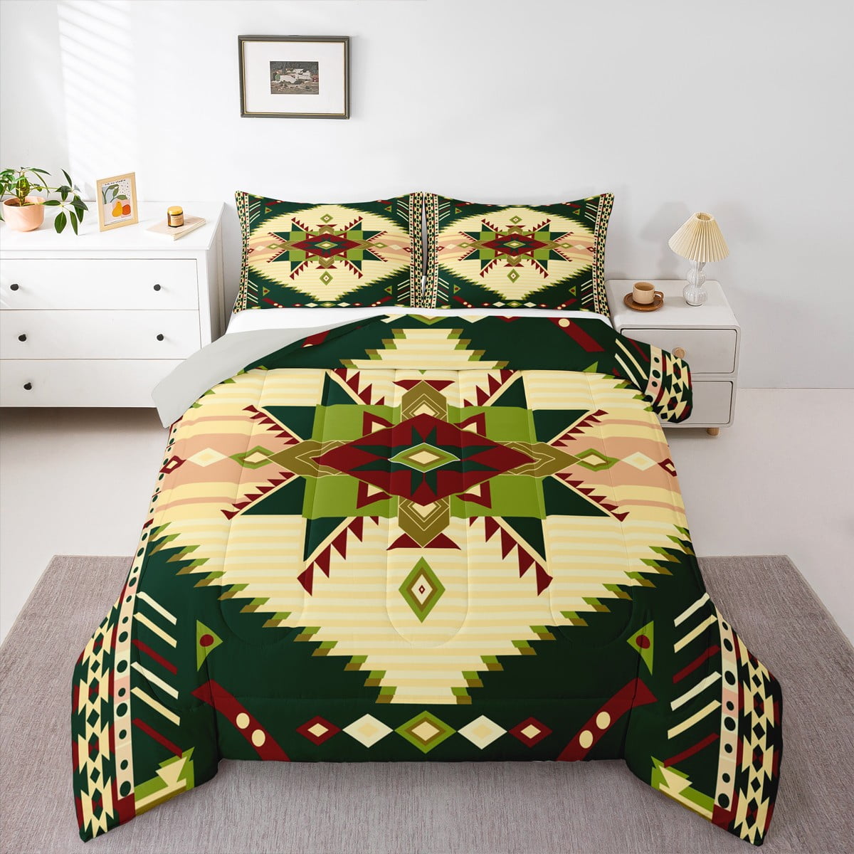 Feelyou Retro Mandala Aztec Full Size Comforter Sets for Men, Hippie ...