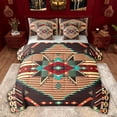 thumbnail image 1 of Feelyou Retro Mandala Aztec Twin Bedding Sets 7-Piece for Men, Hippie Western Fashion Bedding Comforter Set, Brown Triangle Reversible Sheet Sets, Microfiber Bedroom Decor, 1 of 8