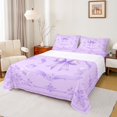 thumbnail image 1 of Feelyou Retro Purple Bow Kid Full Size Sheets, Bohemian Flower Bed Sheets, 4-Piece, 1 of 7