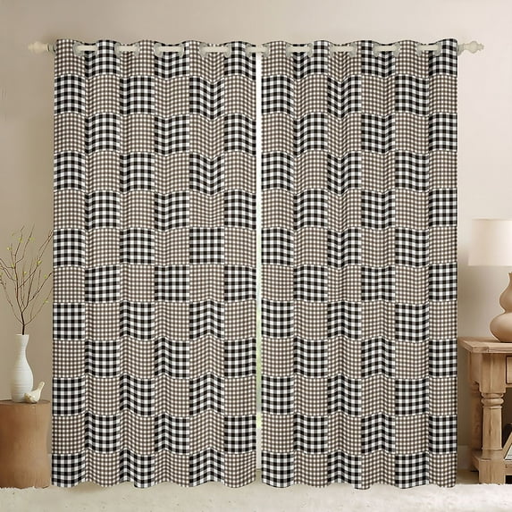 Feelyou Retro Square Buffalo Curtains Pack of 2 (42x84 Each), Simple Fashion Plaid Curtains Blackout, Teens Kids Boys Girls Bedroom Curtains, Window Curtains Decor
