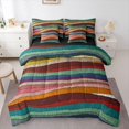 thumbnail image 1 of Feelyou Retro Stripes Twin Bedding Sets 7pcs, Abstract Line Bedding Comforter Set, 1 of 7