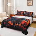 thumbnail image 1 of Feelyou Retro Sunset Dinosaur Bed Sheets for Boys Men Kids, Mountain Wildlife King Sheets, Black Orange, 4-Piece, 1 of 5