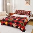 thumbnail image 1 of Feelyou Retro Western Christmas Bed Sheets, Cute Gingerbread Man King Sheets, Black Red Buffalo Sheet Set, Breathable Home Decor, 4pcs, 1 of 7
