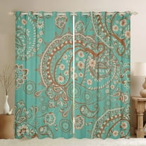 Feelyou Retro Western Paisley Black Out Curtains, Bohemian Damask Flower Curtains Pack of 2 (42x63 Each), Mandala Hippie Theme Bedroom Curtains, Window Curtains Bedroom Decor