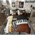 thumbnail image 1 of Feelyou Retro Western Piano Bedding Comforter Set 7 Pieces for Child, Musical Note Full Bedding Set, Musical Instruments Reversible Fitted Sheet Flat Sheet, Super Cozy Room Decor, 1 of 7