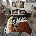 thumbnail image 1 of Feelyou Retro Western Piano Queen Comforter Set for Child, Musical Note Bedding Sets, Musical Instruments Reversible Bedding Comforter Set, Super Cozy Room Decor, 3-Piece, 1 of 8