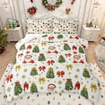 thumbnail image 1 of Feelyou Ribbon Xmas Tree Full Size Comforter Sets, Kawaii Santa Claus Bedding Comforter Set, Dreamy Winter Snowflake Reversible Bedding Sets, Microfiber Bedroom Decor, 3 Pieces, 1 of 8