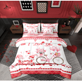 thumbnail image 1 of Feelyou Romantic Bike Child Bedding Comforter Set 7 Pieces, Couple Cartoon Gnome Full Bedding Set, Valentines Day Reversible Fitted Sheet Flat Sheet, Microfiber Bedroom Decor, 1 of 7