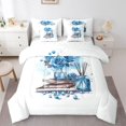thumbnail image 1 of Feelyou Romantic Blue Rose Bedding Comforter Set 7pcs, Modern Fashion King Bedding Sets, 1 of 8