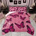 thumbnail image 1 of Feelyou Romantic Butterfly Animal Bedding Comforter Set, Pink Bling Stars Twin Comforter Sets, Modern Fashion Style Reversible Bedding Set, Lightweight Room Decor, 2 Pieces, 1 of 8