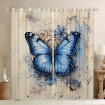 Feelyou Romantic Butterfly Animal Black Out Curtains, Western Old Fashion Curtains Pack of 2 (42x63 Each), Vintage Watercolor Artwork Bedroom Curtains, Living Room Curtains Decor