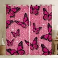 thumbnail image 1 of Feelyou Romantic Butterfly Animal Curtains Pack of 2 (42x84 Each), Pink Bling Stars Curtains Blackout, Modern Fashion Style Bedroom Curtains, Window Curtains Decor, 1 of 6