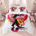 thumbnail image 1 of Feelyou Romantic Cartoon Couple Full Size Comforter Sets, Kawaii Pink Love Heart Bedding Comforter Set, Modern Musical Note Reversible Bedding Sets, Lightweight Room Decor, 3-Piece, 1 of 8