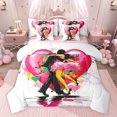 thumbnail image 1 of Feelyou Romantic Cartoon Couple Twin Bedding Sets 7-Piece, Kawaii Pink Love Heart Bedding Comforter Set, Modern Musical Note Reversible Sheet Sets, Lightweight Room Decor, 1 of 8