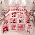 thumbnail image 1 of Feelyou Romantic Couple Gnome Bedding Comforter Set, Love Heart Print Twin Comforter Sets, Fashion Pink Patchwork Reversible Bedding Set, Ultra Soft Bedroom Decor, 2 Pieces, 1 of 8