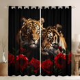 thumbnail image 1 of Feelyou Romantic Couple Tiger Black Out Curtains, 3D Jungle Animal Curtains Pack of 2 (42x63 Each), Valentines Day Rose Bedroom Curtains, Living Room Curtains Decor, 1 of 7