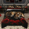thumbnail image 1 of Feelyou Romantic Couple Tiger Full Size Comforter Sets, 3D Jungle Animal Bedding Comforter Set, Valentines Day Rose Reversible Bedding Sets, Breathable Home Decor, 3-Piece, 1 of 8