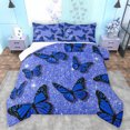thumbnail image 1 of Feelyou Romantic Fashion Butterfly Queen Comforter Set, Glitter Sequin Print Blue Bedding Sets, Kawaii Animal Bedding Comforter Set, Microfiber Bedroom Decor, 3-Piece, 1 of 8
