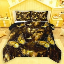 Feelyou Romantic Gold Butterfly Bedding Comforter Set, Glitter Stars Starry Sky Twin Comforter Sets, Dreamy Animal Reversible Bedding Set, Super Cozy Room Decor, 2pcs