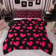 thumbnail image 1 of Feelyou Romantic Love Heart Bedding Comforter Set for Child, Kawaii Cartoon Black Red Twin Comforter Sets, Dreamy Princess Style Reversible Bedding Set, Ultra Soft Bedroom Decor, 2-Piece, 1 of 8