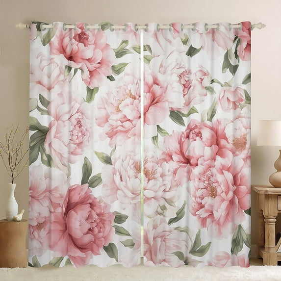 Feelyou Romantic Pink Flower Black Out Curtains, Vintage Floral Fashion Curtains Pack of 2 (42x63 Each), Southwestern Bedroom Curtains, Window Curtains Home Decor