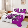 thumbnail image 1 of Feelyou Romantic Purple Rose Full Size Sheets, Gothic Skeleton Bed Sheets, Valentine's Day Theme Sheet Sets, Lightweight Room Decor, 4pcs, 1 of 7