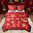 thumbnail image 1 of Feelyou Romantic Red Rose Bedding Comforter Set 7 Pieces for Girl, Spring Flower Botanical Full Bedding Set, Retro French Style Reversible Fitted Sheet Flat Sheet, Breathable Home Decor, 1 of 8
