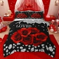 thumbnail image 1 of Feelyou Romantic Red Rose Bedding Comforter Set, Dreamy Sequin Print Grey Twin Comforter Sets, Couple Anniversary Theme Reversible Bedding Set, Breathable Home Decor, 2 Pieces, 1 of 9