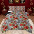 thumbnail image 1 of Feelyou Romantic Red Rose Queen Comforter Set for Girl, Fashion Zebra Print Bedding Sets, Happy Valentine's Day Reversible Bedding Comforter Set, Microfiber Bedroom Decor, 3 Pieces, 1 of 8