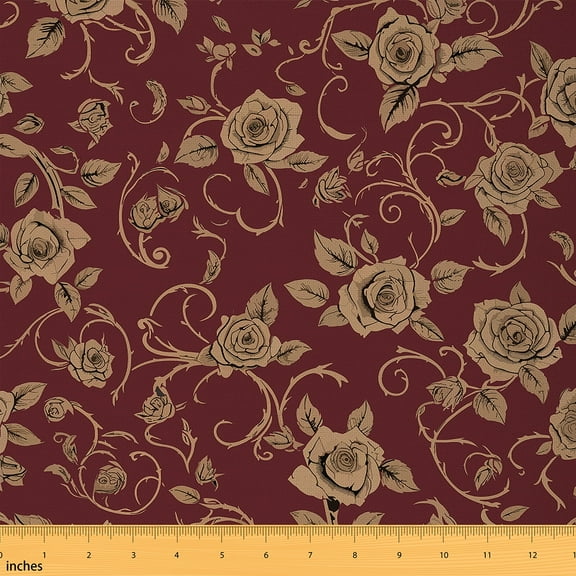 Feelyou Romantic Rose Girls Fabric by the Yard 5 Yards, Retro Fashion Sewing Fabric, Bohemian Mandala Style Home Decor Fabric by the Yard, Breathable Home Decor