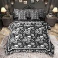 thumbnail image 1 of Feelyou Romantic Skull Bedding Comforter Set 7pcs for Women, Gothic Damask Flower Queen Bedding Sets, Western Old Fashion Reversible Queen Sheet Sets, Lightweight Room Decor, 1 of 8