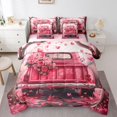 thumbnail image 1 of Feelyou Rose Flower Bedding Comforter Set 7pcs, Pink Romantic Truck Queen Bedding Sets, 1 of 8