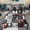 thumbnail image 1 of Feelyou Rugby Athlete Boys Bedding Comforter Set 7pcs, Modern Ball Game King Bedding Sets, Fashion Patchwork Plaid Reversible Bed Sheets, Luxury Bedroom Decor, 1 of 7