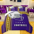thumbnail image 1 of Feelyou Rugby Sport Player Bedding Comforter Set for Teens, Purple Gold Cartoon Twin Comforter Sets, Football Soccer Theme Reversible Bedding Set, Lightweight Room Decor, 2pcs, 1 of 8