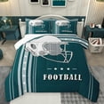 thumbnail image 1 of Feelyou Rugby Sport Player Bedding Comforter Set for Teens, Teal Grey Cartoon Twin Comforter Sets, Football Soccer Theme Reversible Bedding Set, Luxury Bedroom Decor, 2-Piece, 1 of 9