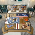 thumbnail image 1 of Feelyou Rugby Sports Lover Bedding Comforter Set 7 Pieces for Boy, Soccer Football Full Bedding Set, Brown Retro Patchwork Fitted Sheet Flat Sheet, Super Cozy Room Decor, 1 of 7