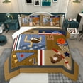 thumbnail image 1 of Feelyou Rugby Sports Lover Full Size Comforter Sets for Boy, Soccer Football Bedding Comforter Set, Brown Retro Patchwork Bedding Sets, Super Cozy Room Decor, 3 Pieces, 1 of 8