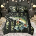 thumbnail image 1 of Feelyou Rustic Bass Fish Twin Bedding Sets 7-Piece, Green Camo American Flag Bedding Comforter Set, Hunting and Fishing Reversible Sheet Sets, Breathable Home Decor, 1 of 9