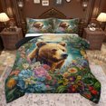 thumbnail image 1 of Feelyou Rustic Bear Animal Queen Comforter Set, Spring Flower Floral Bedding Sets, Jungle Wildlife Print Reversible Bedding Comforter Set, Lightweight Room Decor, 3pcs, 1 of 8